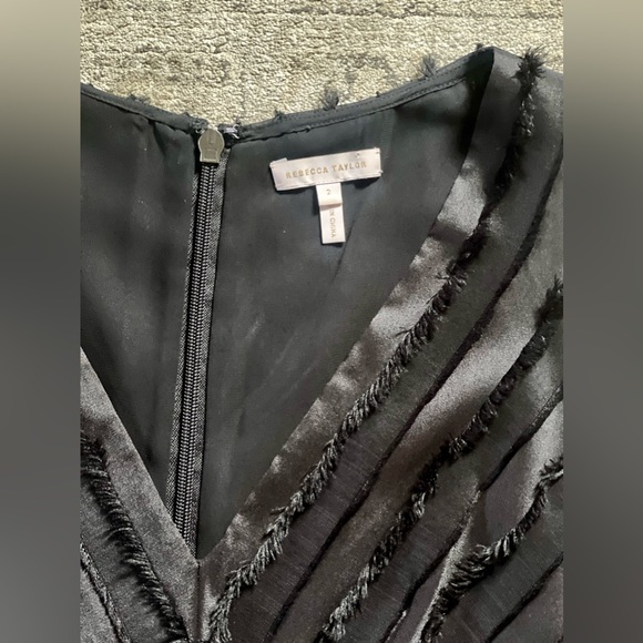 REBECCA TAYLOR Eyelash Stripe Short Black Dress Size 2 - Picture 9 of 9